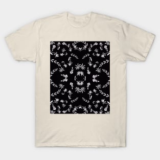 White Flowers on Black T-Shirt